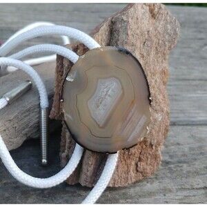 Vintage Agate Slice Bolo Tie